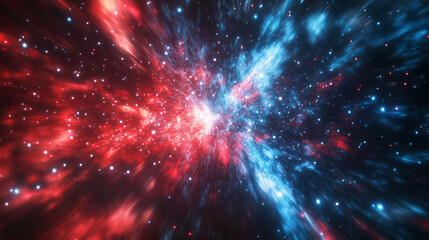 Poster - A blurry backdrop featuring red and blue bokeh lights on a dark surface.
