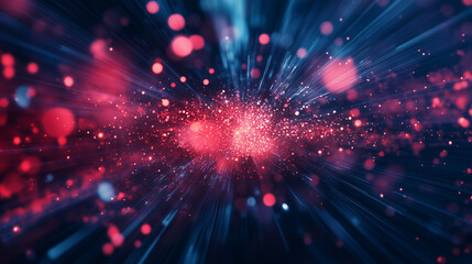 Poster - A blurry backdrop featuring red and blue bokeh lights on a dark surface.