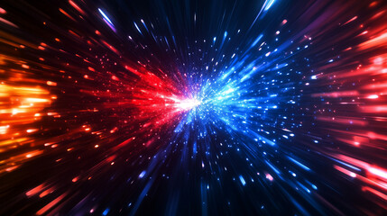 Poster - A blurry backdrop featuring red and blue bokeh lights on a dark surface.