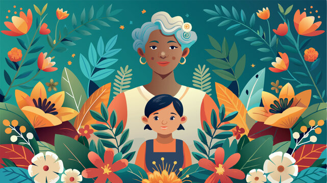 Happy Mother's Day card with a papercut mom and flowers