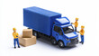 © nuttachet chinavong - Efficient logistics team working with blue delivery truck and cardboard boxes, showcasing teamwork and organization in transportation