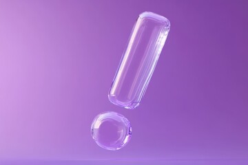 Aufkleber - Floating transparent exclamation mark and bubble against a purple background creating a modern visual effect