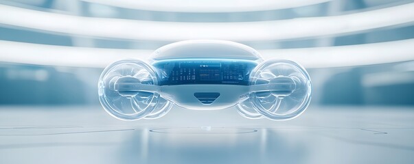 Poster - Futuristic data center with holographic displays, AI control systems, and automated drones monitoring server performance