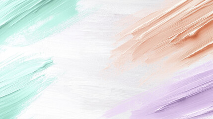 Poster - Light pastel brush strokes create soothing and artistic background, blending soft colors like mint green, peach, and lavender