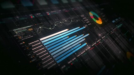 Leinwandbilder - Dynamic data visuals for business info graphics, animated charts, and data-driven insights for a business meeting mock-up. Explore the world of trading, stock exchanges, and crypto
