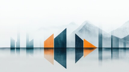 Poster - Abstract mountain landscape with geometric shapes