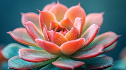 Aufkleber - Vibrant pink succulent displays its unique textures and captivating colors, highlighted by gentle lighting. Each petal seems to tell a story of natural beauty and growth in a serene atmosphere