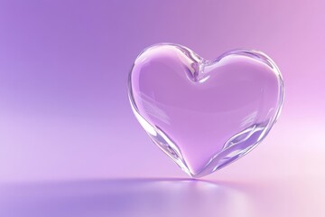 Poster - Heart-shaped crystal on a soft purple background for a romantic atmosphere