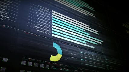 Leinwandbilder - Dynamic data visuals for business info graphics, animated charts, and data-driven insights for a business meeting mock-up. Explore the world of trading, stock exchanges, and crypto