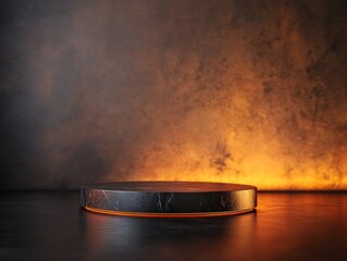Fototapete - Display podium with warm lighting in a modern setting showcasing sleek design elements