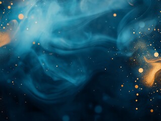 Aufkleber - Colorful swirling smoke creates a captivating abstract background with golden particles floating in the air