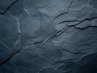 Poster - Dark slate stone texture with intricate patterns and natural fractures for design and construction