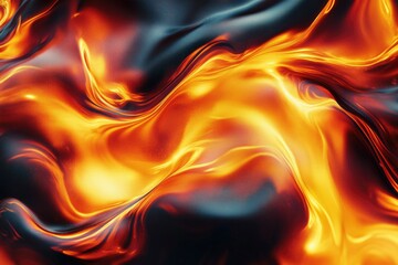 Aufkleber - Abstract image featuring flowing, fiery patterns in shades of orange, yellow, and dark blue, suggesting movement and energy.
