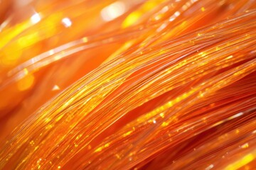 Poster - A close-up of vibrant orange, glistening filaments creating an abstract, textural and dimensional composition with sparkling highlights.
