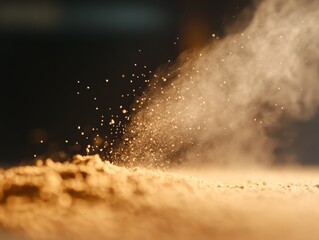 Aufkleber - Dust particles float gently in warm light, creating a serene atmosphere during a quiet afternoon in an indoor setting