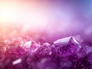 Leinwandbilder - Beautiful purple crystals shining under soft light in a dreamy atmosphere
