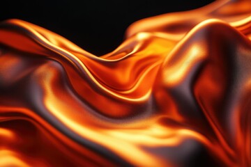 Aufkleber - Abstract image of flowing, textured copper fabric, with highlights and shadows creating a dynamic, elegant and visually appealing composition against a black backdrop.