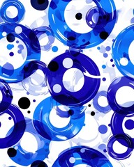 Poster - Blue and white circles intertwined in a unique pattern creating a modern and stylish design