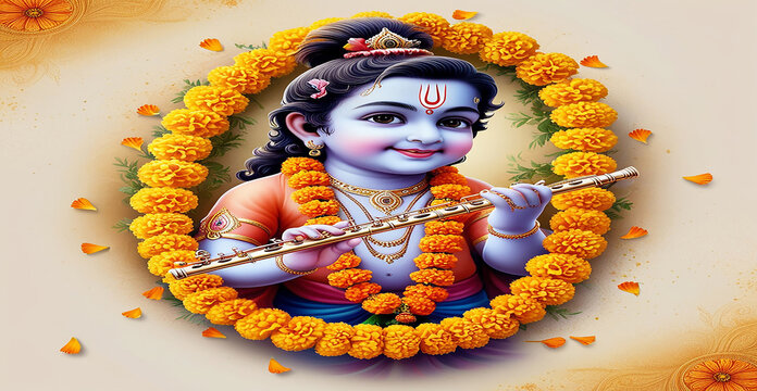 An illustration of Lord Krishna .Hindu gods Krishna and Radha .