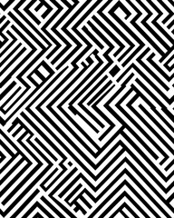 Poster - Black and white geometric pattern with intricate designs creating a striking visual contrast and appeal