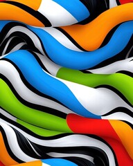 Poster - Colorful wavy pattern with fluid lines creating a sense of motion and vibrancy in the design
