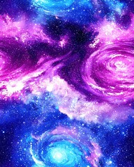 Poster - Enchanting galaxy filled with dazzling stars and colorful nebulas in the depths of space