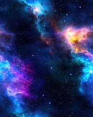 Poster - Stunning colorful nebula surrounded by twinkling stars in a vast cosmic universe