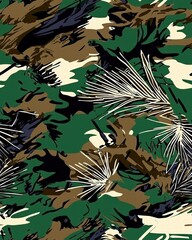 Poster - Intricate camouflage camouflage pattern displaying complex shapes and colors blending seamlessly