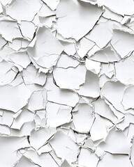 Poster - White wall with intricate cracks creating a unique textural contrast against the smooth surface