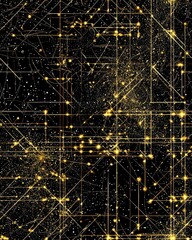 Poster - A striking black background adorned with elegant gold lines and twinkling stars for a dramatic effect