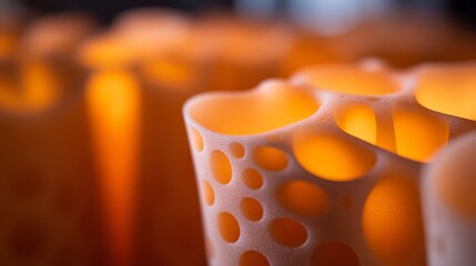 Fototapete - Luminous particles form elaborate patterns that radiate a futuristic feel, showcasing vibrant colors against a dark backdrop with ample copy space