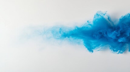 Aufkleber - A single wave of vibrant blue flows elegantly across a pure white background, conveying movement and calmness with ample space for text on the left side