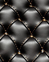 Poster - Smooth and glossy black leather texture with intricate grain patterns and depth for design use