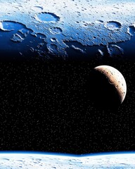 Poster - Majestic moon in the sky surrounded by stars creating a serene nighttime atmosphere and beauty
