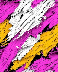 Poster - Vibrant pink and yellow paint stroke creating an artistic and colorful abstract background design