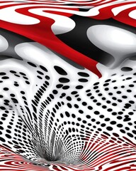 Poster - Striking red and white abstract background with dynamic patterns creating a bold visual statement