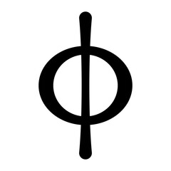 Poster - Greek Phi letter symbol, bold, minimal, black on white background