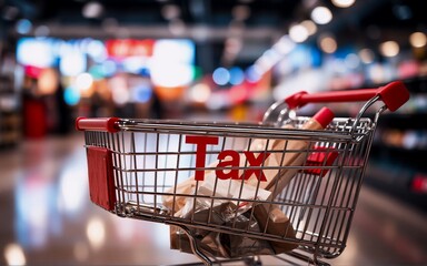 Poster - A red shopping cart with the word 