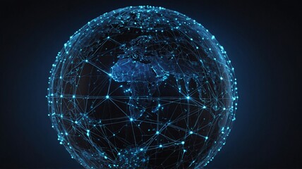 Poster - An illuminated digital globe showcasing interconnected networks across continents.