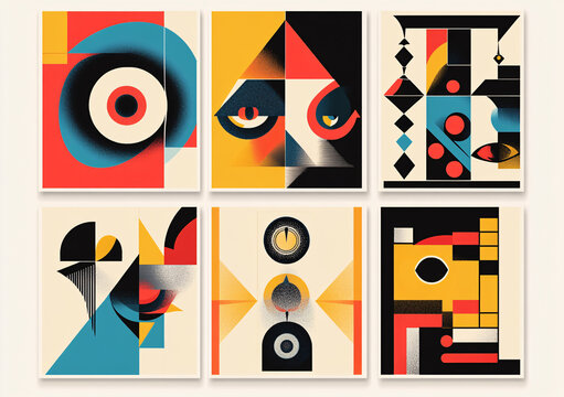 retro posters with different psychedelic colors and patterns