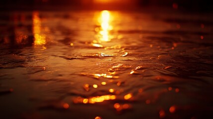 Poster - Waves shimmer under intense sunlight, creating a serene beach atmosphere at dusk. The tranquil setting invites relaxation and reflection by the shore
