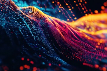 Poster - Colorful waveform pattern pulses with vibrant energy, creating a dynamic visual experience that captivates and mesmerizes viewers