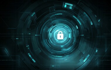 Aufkleber - A blue circle with a keyhole in the middle. e background with a digital security concept.