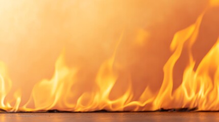 Poster - Borders of vivid flames flicker against a soft pastel orange backdrop, adding intensity and a dynamic feel while leaving space for additional content