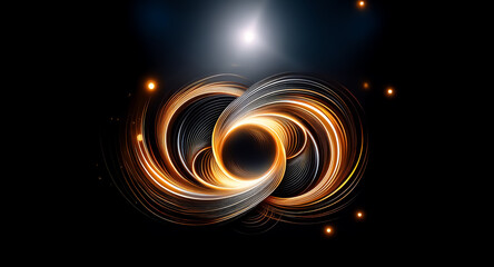 Aufkleber - abstract image with swirling orange and grey lines forming an infinity symbol shape against a dark b