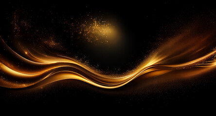 Aufkleber - elegant golden waves flow across a dark background, creating a luxurious and dynamic abstract design