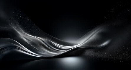 Aufkleber - elegant flowing silver waves on a dark backdrop create a sense of motion and depth. the smooth, abst