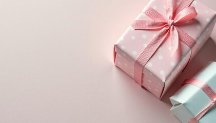 Wall Mural - Subtle pastel gift boxes with dotted paper, muted tones, decorative, design, wallpaper pattern