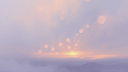 Wall Mural - soft pastel sky with dreamy bokeh orbs creates a serene and atmospheric scene. gentle light blends p