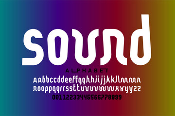 Poster - sound. modern style font, alphabet letters and numbers vector illustration